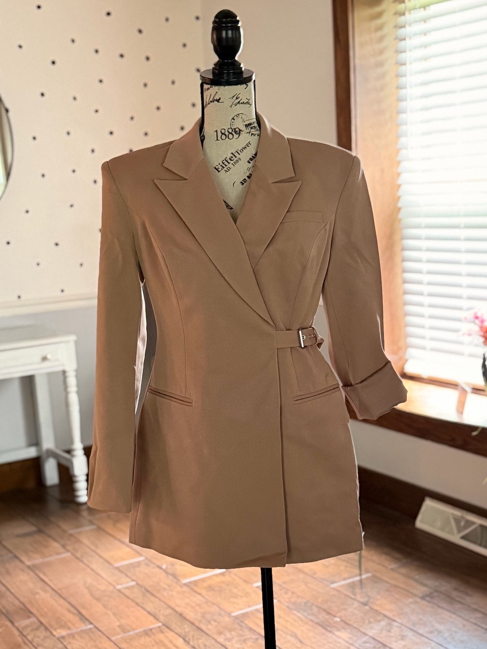 Nasty Gal Tailored Belted Shoulder Pad Blazer Dress